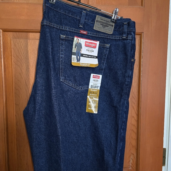 Wrangler five star premium relaxed fit big & tall jeans 50x32 nwt - Picture 2 of 5